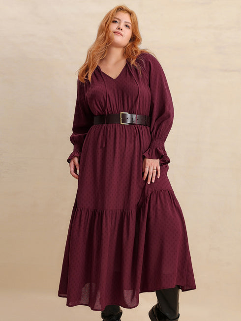 plus-size-swiss-dot-tie-neck-flounce-sleeve-maxi-dress OhSoStyled - Sophia's Style-3